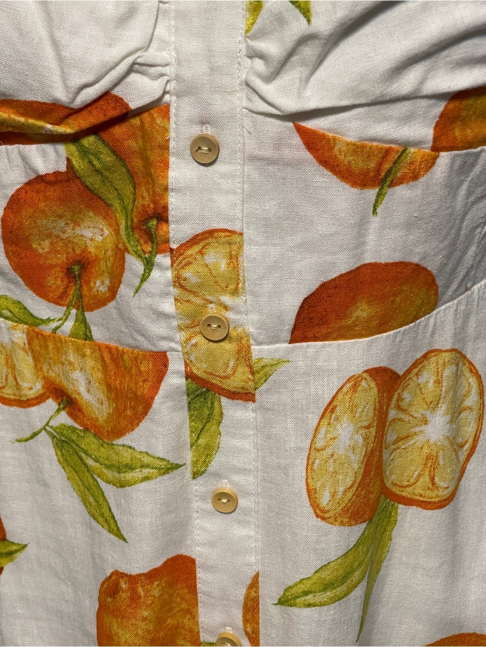 Zara Citrus Print Halter Midi Dress White Orange Fruit Sundress Coastal Large - Picture 6 of 11